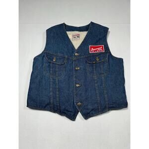 Vintage Lee Storm Rider 90s Sherpa Lined Denim Vest Western Cowboy Men's XL Rare